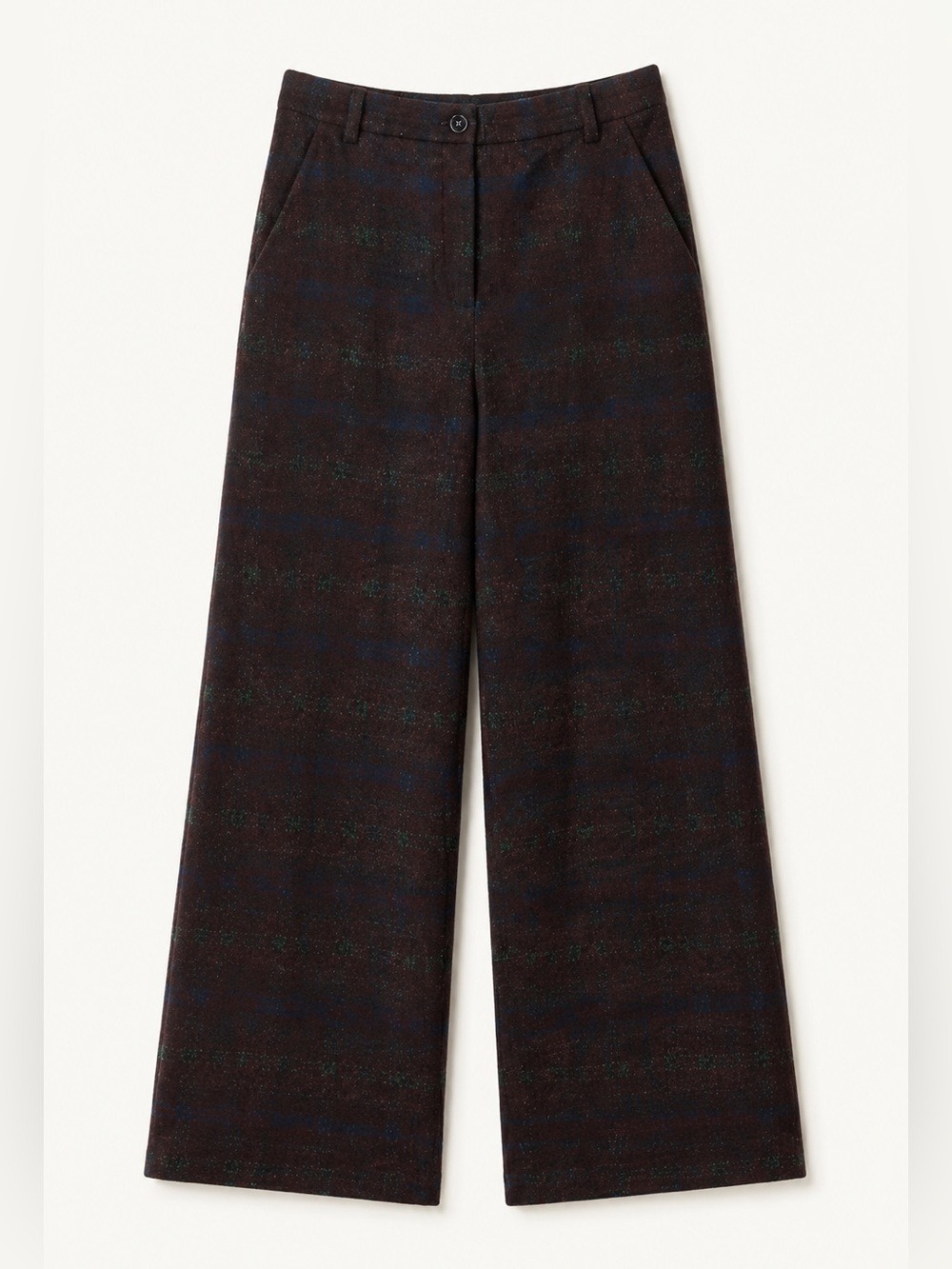 Chanel Plaid Wide Leg Pants Alpaca Silk Lined FR 36 - Picture 2 of 8